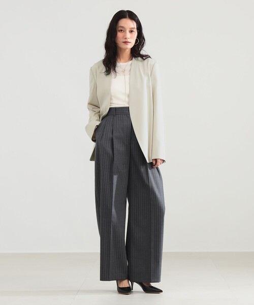 Demi-Luxe BEAMS（デミルクス ビームス）の「プレシャス ノーカラージャケット（その他アウター・レディース・カーキ/ホワイト系その他5・36/38）」の5枚目の写真