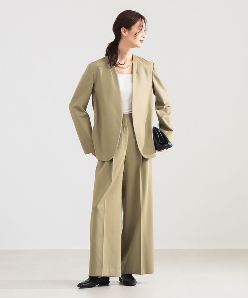 Demi-Luxe BEAMS（デミルクス ビームス）の「プレシャス ノーカラージャケット（その他アウター・レディース・カーキ/ホワイト系その他5・36/38）」の8枚目の写真