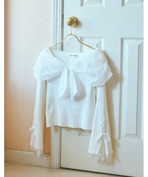 Melty race flare sleeve cape knit