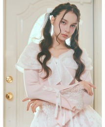 Melty race flare sleeve cape knit