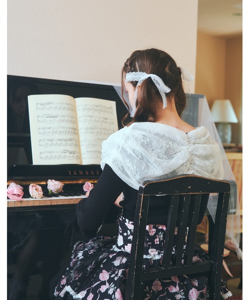 mellfy memory(メルフィーメモリー)の「Melty race flare sleeve cape knit(ニット/セーター・レディース・ブラック/ピンク/ホワイト・FREE)」の6枚目の写真