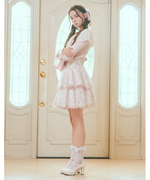 mellfy memory(メルフィーメモリー)の「Melty race flare sleeve cape knit(ニット/セーター・レディース・ブラック/ピンク/ホワイト・FREE)」の12枚目の写真