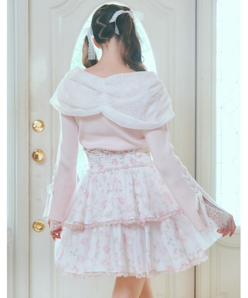 mellfy memory(メルフィーメモリー)の「Melty race flare sleeve cape knit(ニット/セーター・レディース・ブラック/ピンク/ホワイト・FREE)」の11枚目の写真