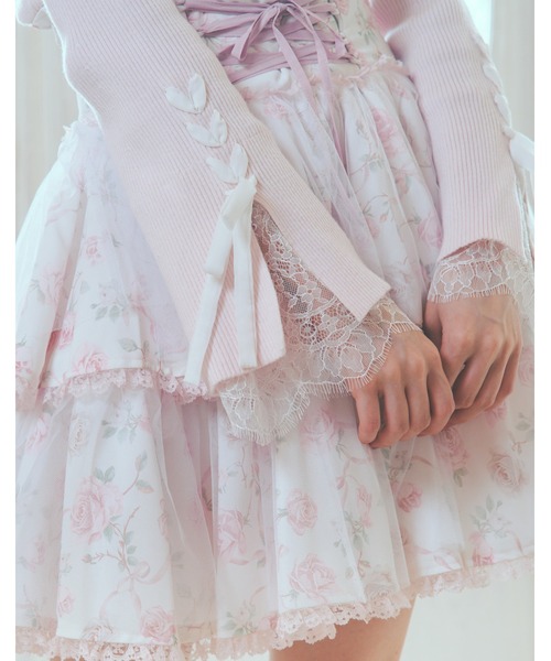 mellfy memory(メルフィーメモリー)の「Melty race flare sleeve cape knit(ニット/セーター・レディース・ブラック/ピンク/ホワイト・FREE)」の9枚目の写真