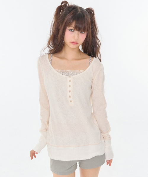 EXPIRED GIRL(エクスパイアードガール)の「ベラ ロング トップ クリーム(Tシャツ/カットソー・レディース・その他・FREE)」の1枚目の写真