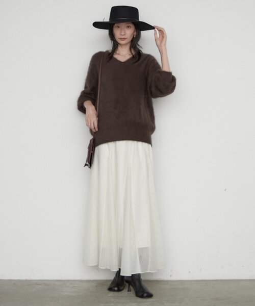 LOUNGEDRESS(ラウンジドレス)の「シアーパネルフレアスカート 秋服(スカート・レディース・アイボリー/チャコールグレー/ブラック・FREE)」の19枚目の写真