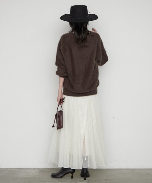 LOUNGEDRESS(ラウンジドレス)の「シアーパネルフレアスカート 秋服(スカート・レディース・アイボリー/チャコールグレー/ブラック・FREE)」の5枚目の写真