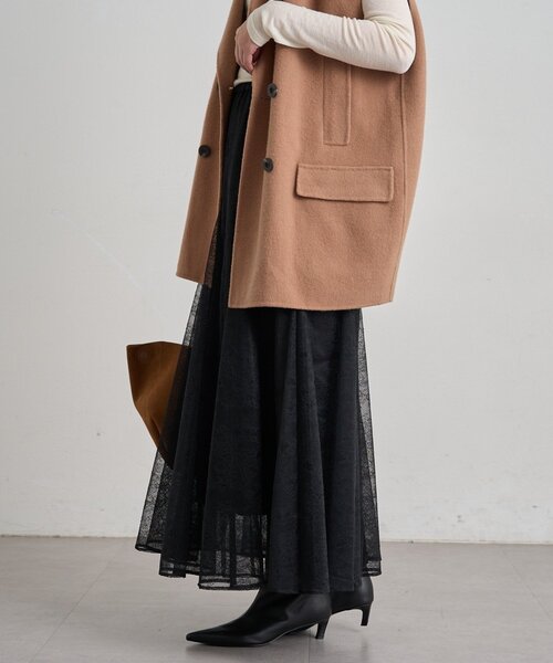 LOUNGEDRESS(ラウンジドレス)の「シアーパネルフレアスカート 秋服(スカート・レディース・アイボリー/チャコールグレー/ブラック・FREE)」の9枚目の写真