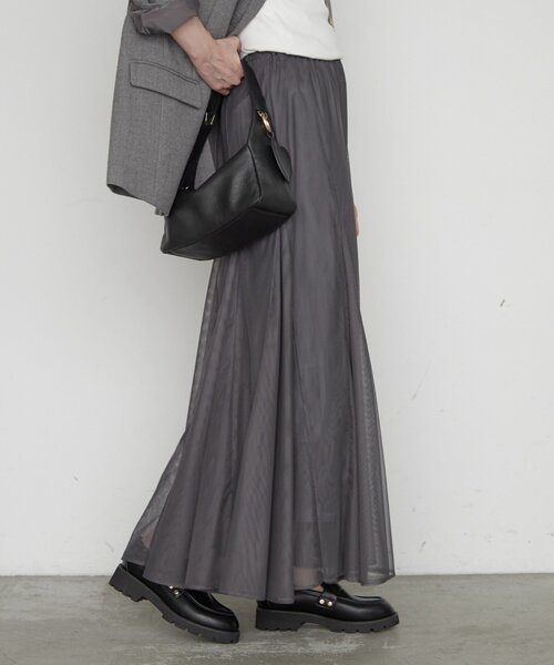 LOUNGEDRESS(ラウンジドレス)の「シアーパネルフレアスカート 秋服(スカート・レディース・アイボリー/チャコールグレー/ブラック・FREE)」の22枚目の写真