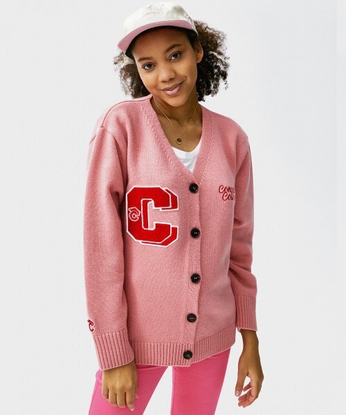 CONCEPTCOLLEGE(コンセプトカレッジ)の「ダブルビッグCパッチパステルピンクラムウールニットカーディガン(成人男女共用)(カーディガン/ボレロ・レディース・その他・LARGE)」の2枚目の写真