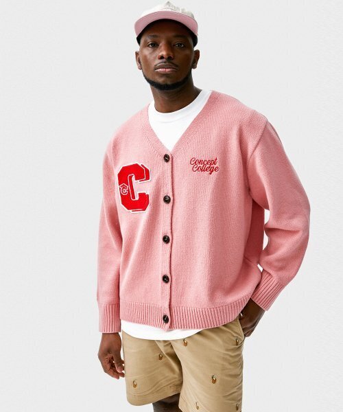 CONCEPTCOLLEGE(コンセプトカレッジ)の「ダブルビッグCパッチパステルピンクラムウールニットカーディガン(成人男女共用)(カーディガン/ボレロ・レディース・その他・LARGE)」の7枚目の写真