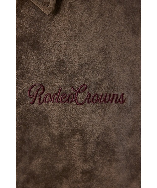 RODEO CROWNS WIDE BOWL（ロデオクラウンズワイドボウル）の「Unevenフェイクレザーブルゾン（ブルゾン・メンズ・チャコールグレー/ブラウン・MEDIUM/LARGE）」の7枚目の写真
