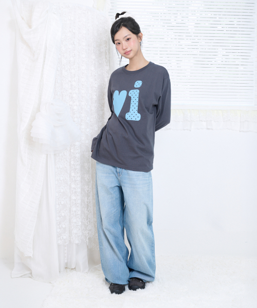 Video Jockey（ビデオジョッキー）の「ビビ LS Tシャツ [4COLOR]（Tシャツ/カットソー・レディース・ホワイト/ブラウン/ミント/チャコール・SMALL/MEDIUM）」の7枚目の写真