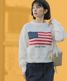 ROOPTOKYO | フラッグジャガード クルーニット セーター カジュアル メンズ レディース ユニセックス 2026年秋冬 秋服(ニット/セーター)
