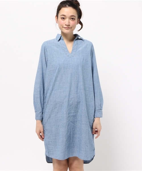 Denime(ドゥニーム)の「シャンブレーリラックスワンピース(ワンピース・レディース・インディゴブルー/ブルー系その他・FREE)」の3枚目の写真