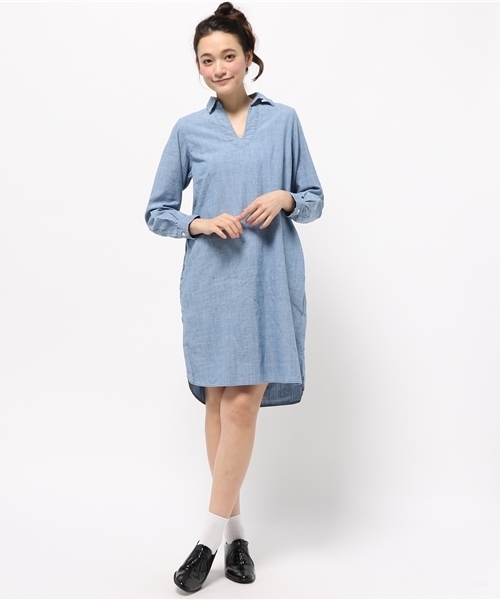 Denime(ドゥニーム)の「シャンブレーリラックスワンピース(ワンピース・レディース・インディゴブルー/ブルー系その他・FREE)」の6枚目の写真