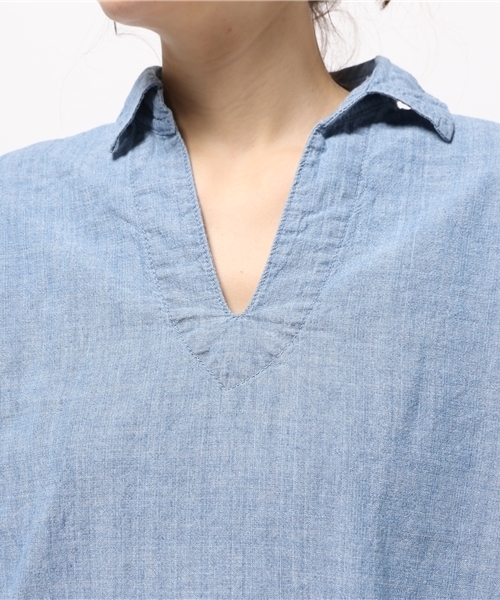 Denime(ドゥニーム)の「シャンブレーリラックスワンピース(ワンピース・レディース・インディゴブルー/ブルー系その他・FREE)」の7枚目の写真