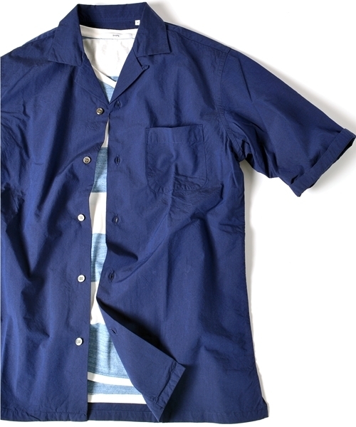 SHIPS（シップス）の「SC: SHIPS(シップス) コットン リラックス オープンカラーシャツ"5分袖"■（シャツ/ブラウス・メンズ・ネイビー/オリーブ/ホワイト・LARGE/MEDIUM/X-LARGE/SMALL）」の3枚目の写真