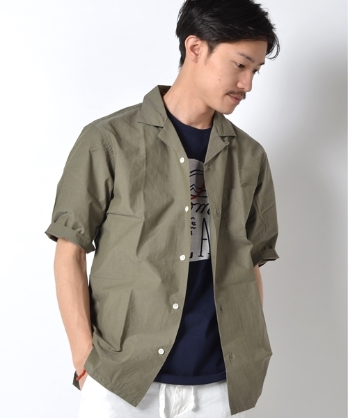SHIPS（シップス）の「SC: SHIPS(シップス) コットン リラックス オープンカラーシャツ"5分袖"■（シャツ/ブラウス・メンズ・ネイビー/オリーブ/ホワイト・LARGE/MEDIUM/X-LARGE/SMALL）」の10枚目の写真