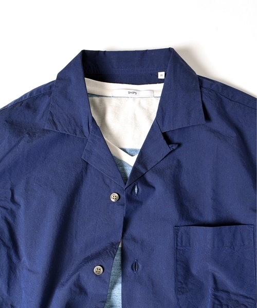 SHIPS（シップス）の「SC: SHIPS(シップス) コットン リラックス オープンカラーシャツ"5分袖"■（シャツ/ブラウス・メンズ・ネイビー/オリーブ/ホワイト・LARGE/MEDIUM/X-LARGE/SMALL）」の4枚目の写真