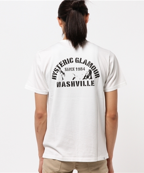 HYSTERIC GLAMOUR（ヒステリックグラマー）の「STENCIL WOMAN pt ポケ付T-SH（Tシャツ/カットソー・メンズ・ホワイト/ピンク/ブルー/ブラック・LARGE/MEDIUM/SMALL/X-LARGE）」の6枚目の写真