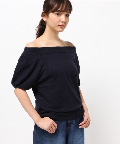 RODEO CROWNS WIDE BOWL（ロデオクラウンズワイドボウル）の「パフスリーブ オフショル トップス（ニット/セーター・レディース・ピンク/ホワイト/ネイビー・SMALL/MEDIUM）」の12枚目の写真