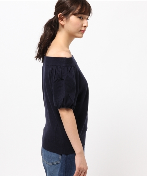 RODEO CROWNS WIDE BOWL（ロデオクラウンズワイドボウル）の「パフスリーブ オフショル トップス（ニット/セーター・レディース・ピンク/ホワイト/ネイビー・SMALL/MEDIUM）」の5枚目の写真