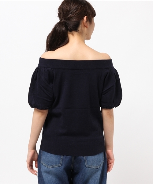 RODEO CROWNS WIDE BOWL（ロデオクラウンズワイドボウル）の「パフスリーブ オフショル トップス（ニット/セーター・レディース・ピンク/ホワイト/ネイビー・SMALL/MEDIUM）」の6枚目の写真