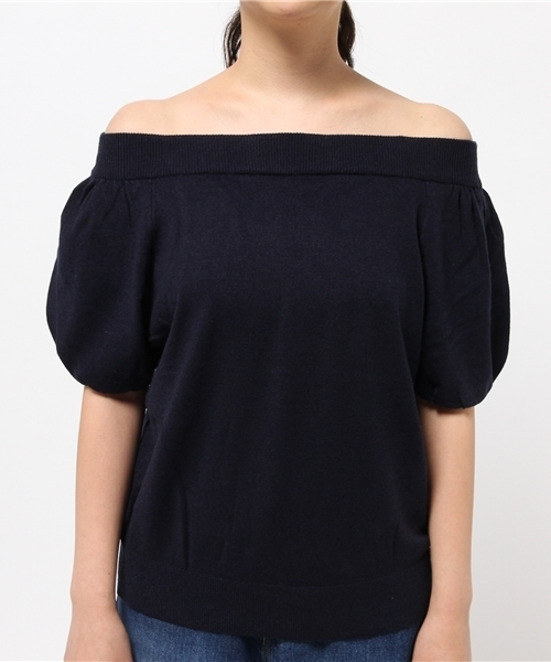 RODEO CROWNS WIDE BOWL（ロデオクラウンズワイドボウル）の「パフスリーブ オフショル トップス（ニット/セーター・レディース・ピンク/ホワイト/ネイビー・SMALL/MEDIUM）」の7枚目の写真