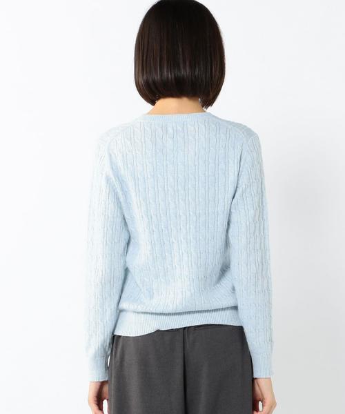 coen（コーエン）の「アンゴラ混ケーブルクルーネックニット（ニット/セーター・レディース・ライトグレー/オフホワイト/ベージュ/ライトブルー・LARGE/MEDIUM）」の6枚目の写真