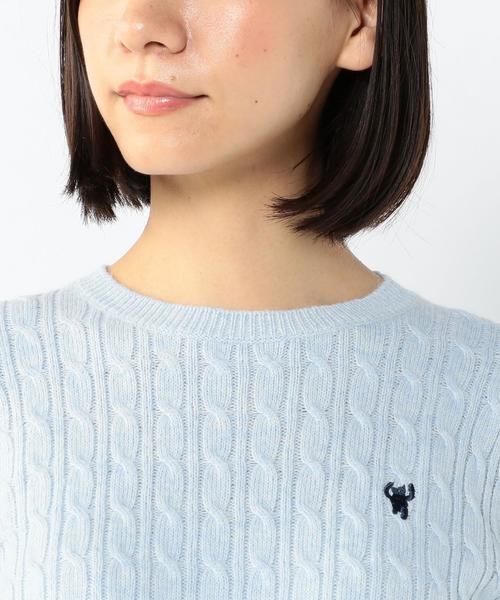 coen（コーエン）の「アンゴラ混ケーブルクルーネックニット（ニット/セーター・レディース・ライトグレー/オフホワイト/ベージュ/ライトブルー・LARGE/MEDIUM）」の22枚目の写真