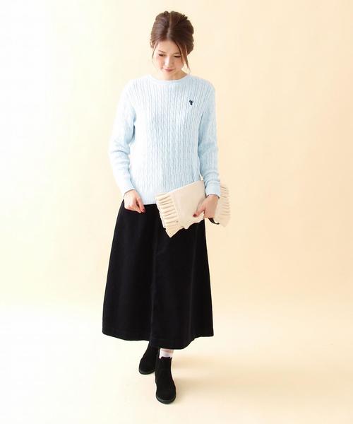 coen（コーエン）の「アンゴラ混ケーブルクルーネックニット（ニット/セーター・レディース・ライトグレー/オフホワイト/ベージュ/ライトブルー・LARGE/MEDIUM）」の14枚目の写真