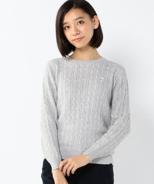 coen（コーエン）の「アンゴラ混ケーブルクルーネックニット（ニット/セーター・レディース・ライトグレー/オフホワイト/ベージュ/ライトブルー・LARGE/MEDIUM）」の15枚目の写真