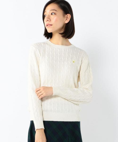 coen（コーエン）の「アンゴラ混ケーブルクルーネックニット（ニット/セーター・レディース・ライトグレー/オフホワイト/ベージュ/ライトブルー・LARGE/MEDIUM）」の18枚目の写真
