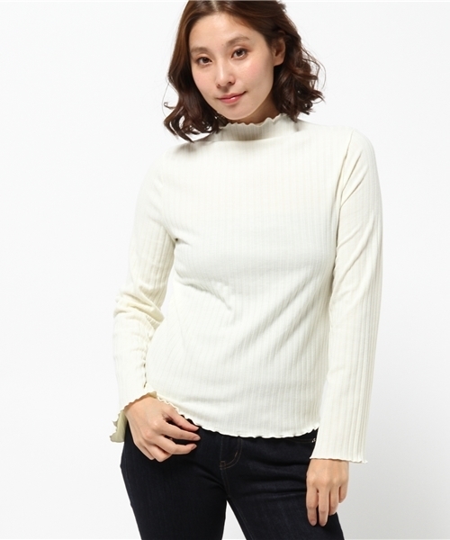 cepo（セポ）の「フリルメロー袖スリットプルオーバー（Tシャツ/カットソー・レディース・グレー/オフホワイト/ブラック・MEDIUM）」の2枚目の写真