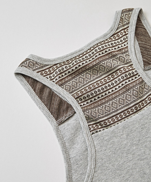 チャイハネ（チャイハネ）の「【チャイハネ】yul ジャガードテレコMEN'Sタンクトップ（タンクトップ・メンズ・ホワイト/ブラック/グレー/ブルー・FREE）」の11枚目の写真