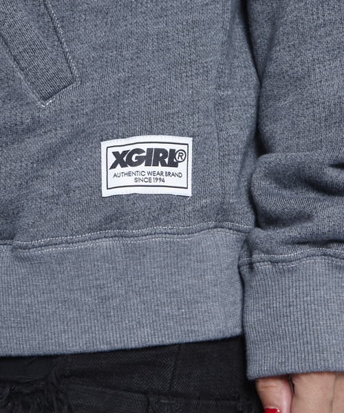 X-girl（エックスガール）の「SUNSET SWEAT ZIP HOODIE（パーカー・レディース・チャコールグレー/ピンク/パープル/イエロー・1/2）」の10枚目の写真