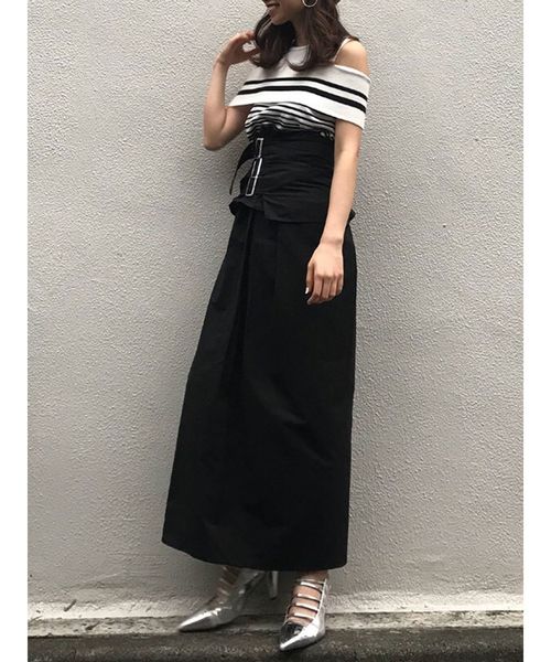 MURUA（ムルーア）の「2wayアタッチベルトスカート（スカート・レディース・ブラック/ベージュ/カーキ/キャメル・2/1）」の2枚目の写真