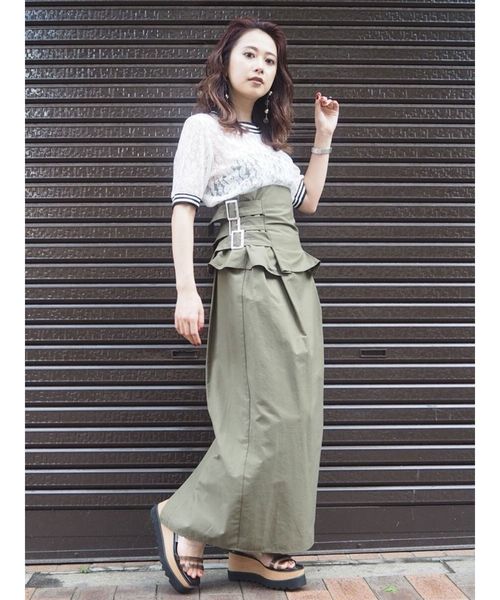 MURUA（ムルーア）の「2wayアタッチベルトスカート（スカート・レディース・ブラック/ベージュ/カーキ/キャメル・2/1）」の9枚目の写真