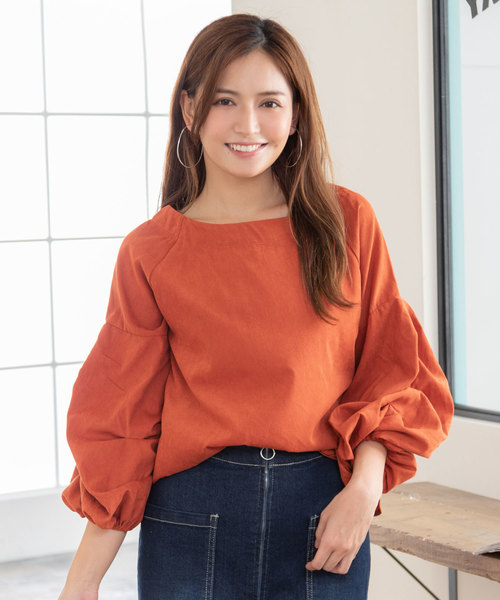 夢展望（ユメテンボウ）の「ボリュームタックスリーブピーチブラウス（シャツ/ブラウス・レディース・テラコッタ/ボルドー/その他/ホワイト/ブルー系その他/ブラック/ベージュ・LARGE/MEDIUM）」の4枚目の写真