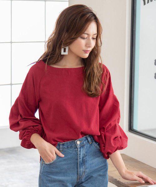 夢展望（ユメテンボウ）の「ボリュームタックスリーブピーチブラウス（シャツ/ブラウス・レディース・テラコッタ/ボルドー/その他/ホワイト/ブルー系その他/ブラック/ベージュ・LARGE/MEDIUM）」の6枚目の写真