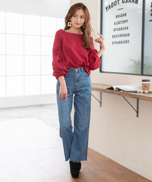 夢展望（ユメテンボウ）の「ボリュームタックスリーブピーチブラウス（シャツ/ブラウス・レディース・テラコッタ/ボルドー/その他/ホワイト/ブルー系その他/ブラック/ベージュ・LARGE/MEDIUM）」の14枚目の写真