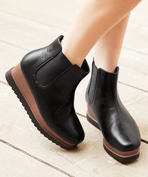 KOBE LETTUCE | シャークソール厚底スクエアトゥサイドゴアショートブーツ＊レディース/プラットフォーム/シューズ[I1674]神戸レタス(ブーツ)