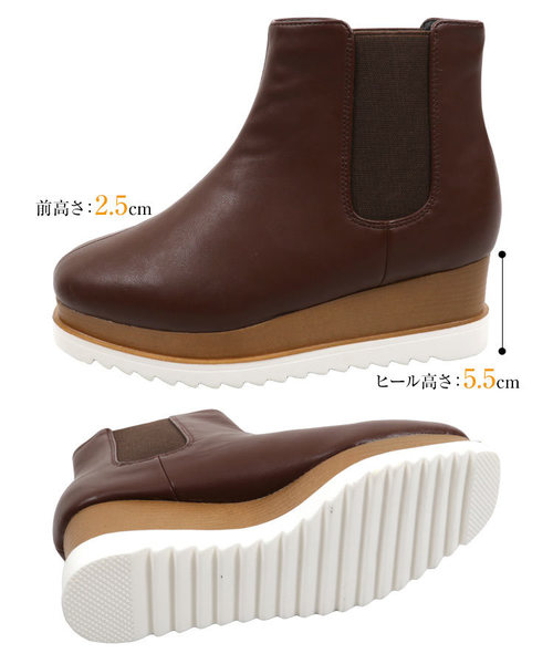 KOBE LETTUCE（コウベレタス）の「シャークソール厚底スクエアトゥサイドゴアショートブーツ＊レディース/プラットフォーム/シューズ[I1674]神戸レタス（ブーツ・レディース・ブラック/ブラウン/ブラック系その他・LL/S/M/L）」の10枚目の写真