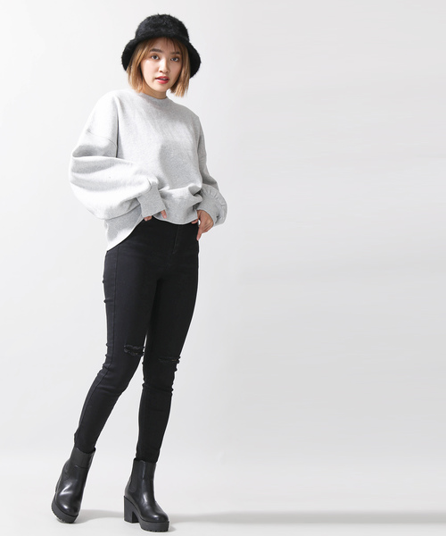 WEGO（ウィゴー）の「WEGO VINTAGE/ヘビーウェイトクロップドスウェット（スウェット・レディース・ブラック/ダークグリーン/ダークブラウン/オフホワイト/杢グレー/ワイン/グリーン系その他/ライトパープル/ライトベージュ・FREE）」の12枚目の写真
