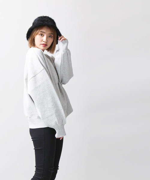 WEGO（ウィゴー）の「WEGO VINTAGE/ヘビーウェイトクロップドスウェット（スウェット・レディース・ブラック/ダークグリーン/ダークブラウン/オフホワイト/杢グレー/ワイン/グリーン系その他/ライトパープル/ライトベージュ・FREE）」の14枚目の写真