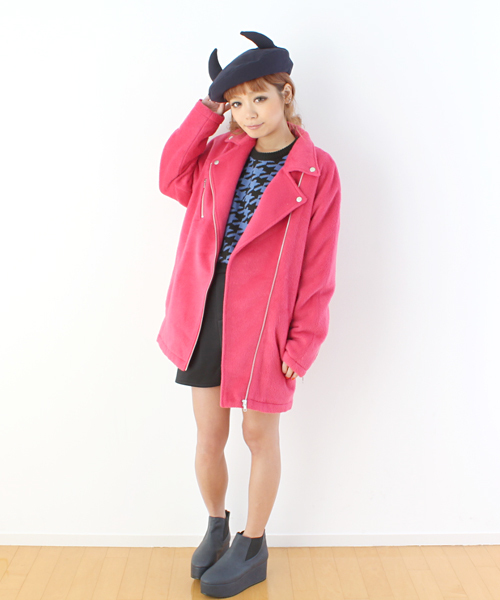 WC（ダブル シー）の「wc/ビックライダースコート（ライダースジャケット・レディース・ブラック/イエロー/ピンク・FREE）」の16枚目の写真