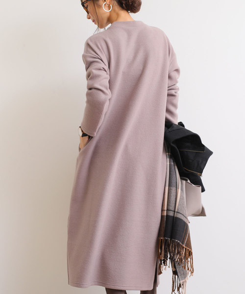 andme（アンドミー）の「ハイネック長袖起毛ワンピース スリット入り（ワンピース・レディース・アイボリー/チャコールグレー/ピンクベージュ/ブラック・M）」の9枚目の写真