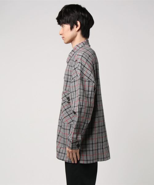おしゃれスタ(オシャレスタ)の「ビッグシルエットガンクラブチェックオーバーシャツ(RE)(シャツ/ブラウス・メンズ・ブラック/レッド/イエロー・M/L)」の4枚目の写真