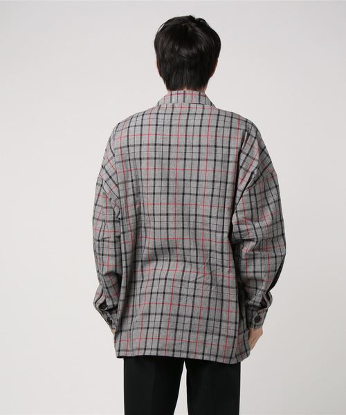 おしゃれスタ(オシャレスタ)の「ビッグシルエットガンクラブチェックオーバーシャツ(RE)(シャツ/ブラウス・メンズ・ブラック/レッド/イエロー・M/L)」の5枚目の写真